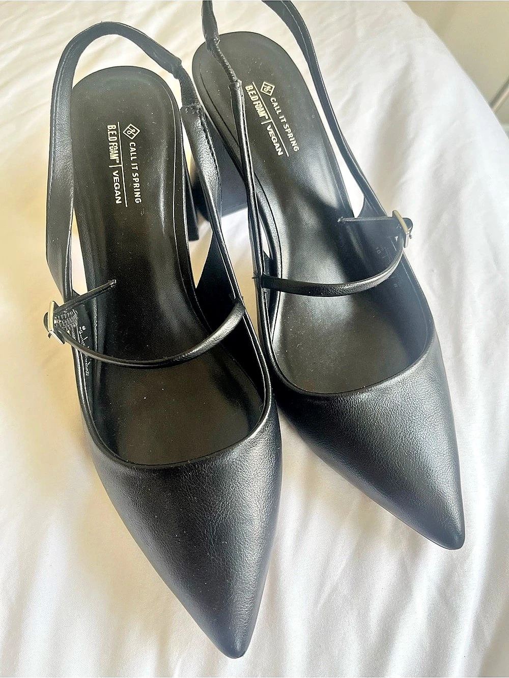Call It Spring Coquettte Pointed-Toe Slingback Heels, Black